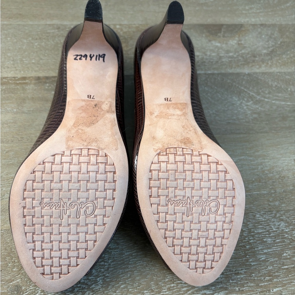 NWOT Elegant Cole Haan Brown Open Toe Pumps 7 - Picture 6 of 10